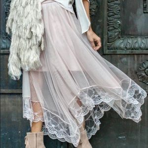 Blush Lace Midi Skirt